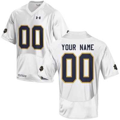 Mens Notre Dame Fighting Irish 2015 Under Armour White Customized Replica Football Jersey